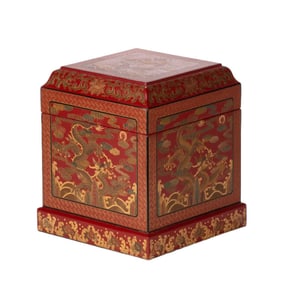 A Qing Dynasty dragon pattern lacquerware box