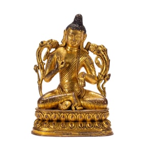 A bronze gilt Buddha statue of the Qing Dynasty