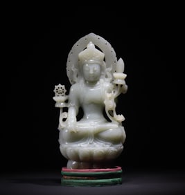 A Qing Dynasty Hetian jade Ksitigarbha Bodhisattva