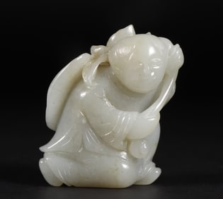 A Ming Dynasty Hetian jade seed material lotus boy