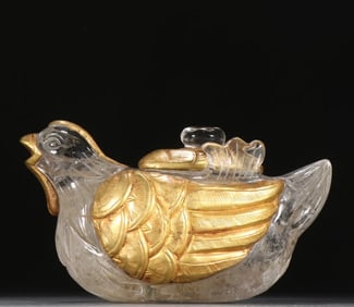 A Qing Dynasty crystal-clad gold-clad mandarin duck pot