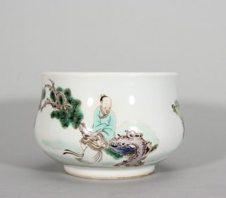 A Qing Dynasty Kangxi colorful Coats picture piano furnace