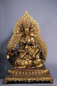 A bronze gilt statue of Ksitigarbha Bodhisattva in the Qing Dynasty