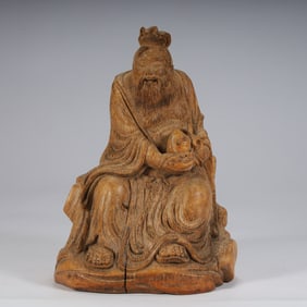 Qing Dynasty bamboo carving "Lu Xing Holding Ruyi" ornament