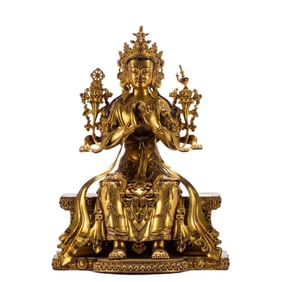 A bronze gilt Buddha statue of the Qing Dynasty