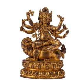 A bronze gilt Buddha statue of the Qing Dynasty