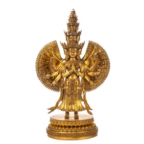 A bronze gilt Buddha statue of the Qing Dynasty