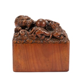 A Qing Dynasty sandalwood dragon seal