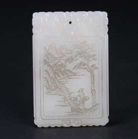 A Hetian jade character story card