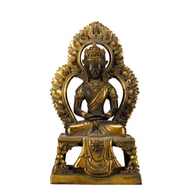 A bronze gilt Buddha statue of the Qing Dynasty