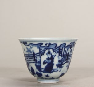 A picture of a tea circle in the Ming Dynasty Jiajing blue and white baby play