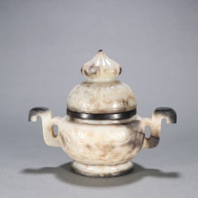 A Ming Dynasty Hetian jade oil gluttonous incense burner