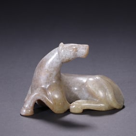 A Hetian jade seed material carved horse ornament