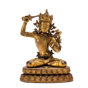 A bronze gilt Buddha statue of the Qing Dynasty