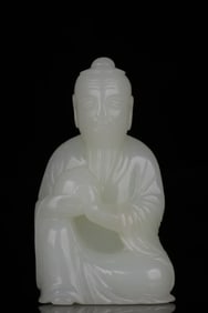 A piece of Qing Dynasty Hetian white jade Dongfang Shuo stole peaches