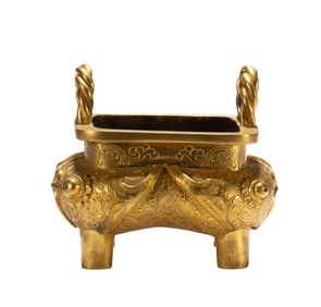 A Qing Dynasty copper gilt incense burner
