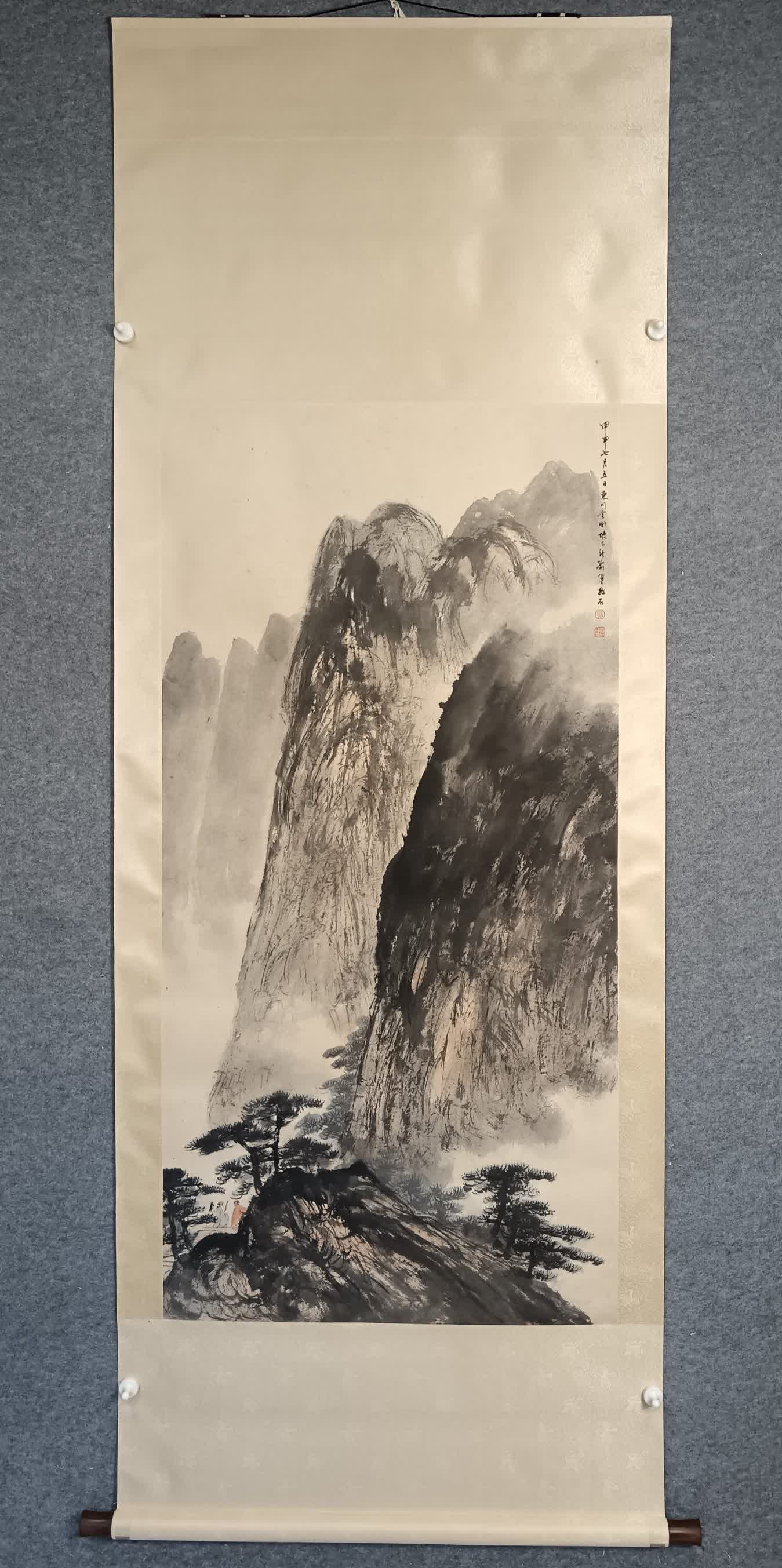 A painting by Fu Baoshi: Fu Baoshi's painting SIZE: Core 68x139cm (The Dimensions Of All Batches Are Manually Measured.If You Need More Detailed Information, Please Contact Our Customer Service Before Bidding.)