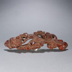 A Qing Dynasty bamboo carving pine tree carving