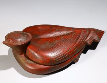 A Qing Dynasty "Huang Jingren" inscription cinnabar Qinduan inkstone old inkstone