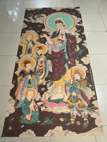 A painting of a big Buddha statue of Zhang Daqian