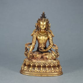 A copper-gilt Ksitigarbha Bodhisattva in the Qing Dynasty