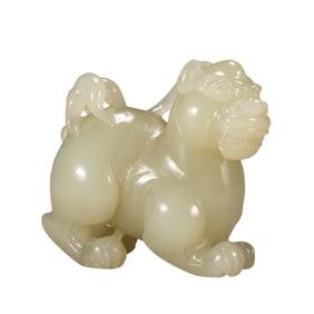 A Qing Dynasty Hetian jade beast