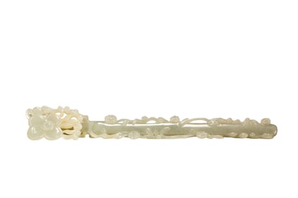 A Qing Dynasty Hetian jade flower ruyi