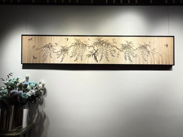 A Republic of China embroidered banner "Flowers Bloom and Wealth"