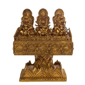 A bronze gilt Buddha statue of the Qing Dynasty