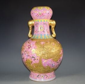 A piece of entwined lotus rolled through the flower anchovy phoenix grass carved Canglong godson