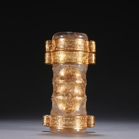 A piece of Liao gold crystal-clad gold-clad lid tube