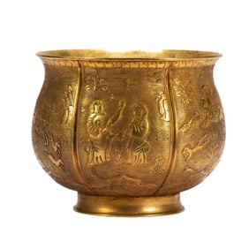 A Qing Dynasty copper gilt bowl