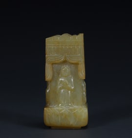 Ming Dynasty Hetian jade "Buddha shrine sitting Buddha" ornament