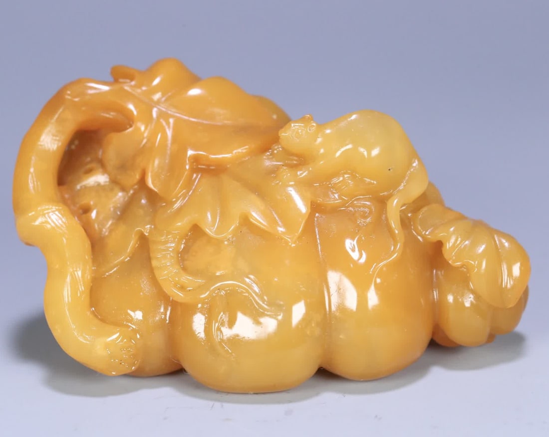 A Tian Huang stone rat pumpkin ornament (1 of 9)