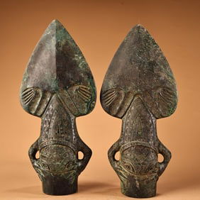 A pair of bronze spearheads