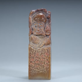 Qing Dynasty Shoushan stone shouxing pattern poetry seal