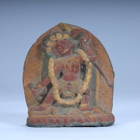 Tibetan Buddhist treasure tent rubbing the statue