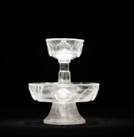 A piece of Qing Dynasty crystal carved ghee lamp (offering cup)