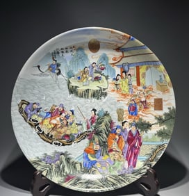 A Qing Qianlong enamel color Lang Shining painted the immortals to wish the birthday appreciation