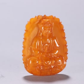 A Qing Dynasty beeswax Guanyin card