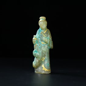 A piece of ancient jade and gold, silver and jade figures