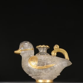 A piece of Liao gold natural crystal enclosed mandarin duck pot