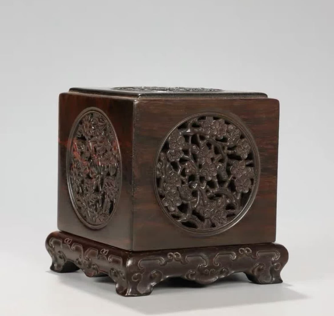 A rosewood carved four gentlemen piano stove box (1 of 9)