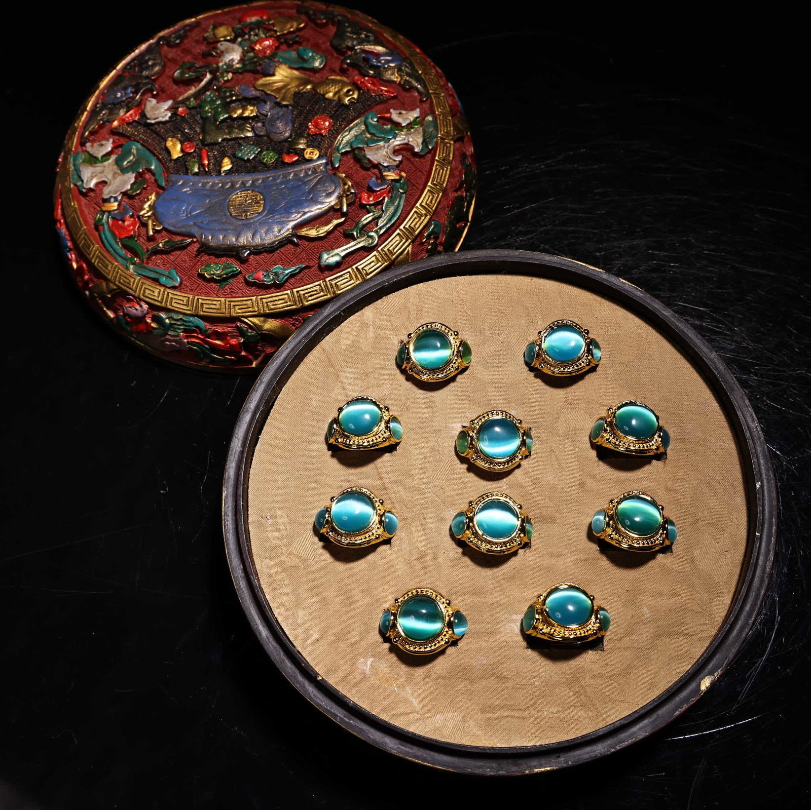 A box of cat's eye rings (1 of 11)