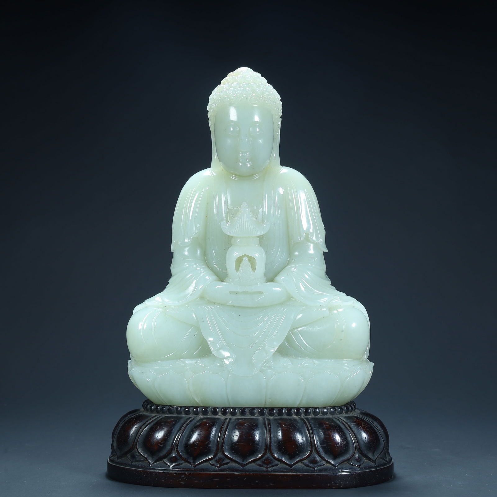Qing Dynasty Hetian jade medicine Buddha seated statue (1 of 12)