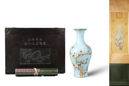 A Qianlong enamel vase made in the Qianlong period of the Qing Dynasty
