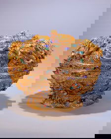 A copper gilt filigree burnt blue Kowloon box