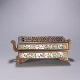 A piece of Qing Dynasty copper tire painting enamel window flower and bird picture aromatherapy