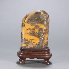 A Tian Huangshi crow skin landscape figure ornament