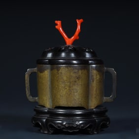 Qing Dynasty (Qianlong period) copper sprinkled gold Bafang amphora aroma burner